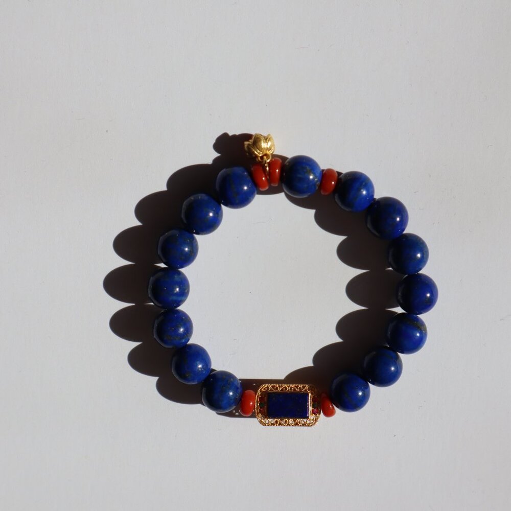 Lapis Lazuli Nanhong Agate Bracelet 青金石南红